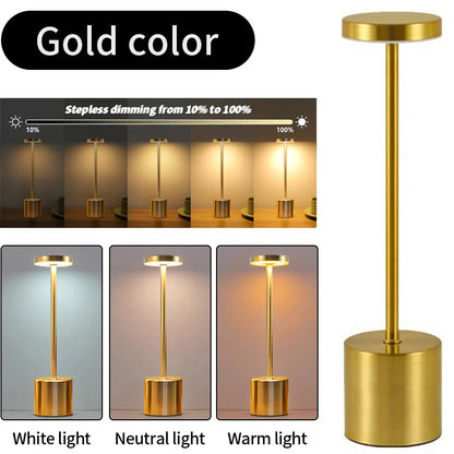Klassische Tischlampe, USB wiederaufladbar, Nachtlicht, stufenloses Dimmen, Touch-Schreibtischlampe, 3-Farben-Nachttischlampe, Bar, Hotel-Dekoration