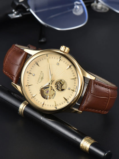 LONGLUX Automatikuhr eleganter Stil Großhandel mechanische Armbanduhren Skelett Rom wasserdichte Herrenuhr Männer Geschenk