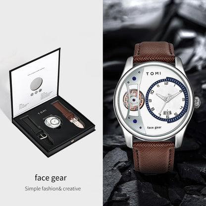 TOMI Set Geschenkbox für Herren, minimalistische Business-Quarzuhr, luxuriöse, vielseitige, abnehmbare Uhr mit Doppelarmband, Festival-Geschenk