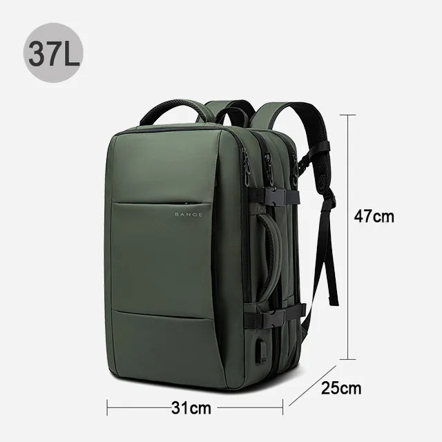 BANGE Erweiterbarer Herrenrucksack, wasserdicht, 17,3-Zoll-Laptop-Rucksack, große Kapazität, Wandern, Reisetasche, männliche Rucksäcke für Männer
