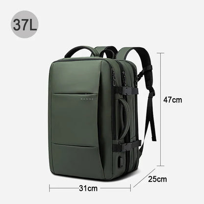BANGE Erweiterbarer Herrenrucksack, wasserdicht, 17,3-Zoll-Laptop-Rucksack, große Kapazität, Wandern, Reisetasche, männliche Rucksäcke für Männer