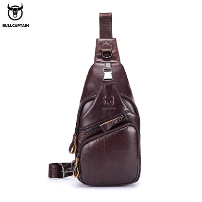 BULLCAPTAIN Tasche Echtes Leder Brusttasche Herrenmode Stil Casual Straddle Bag Business Große Kapazität Leder Herrengepäck