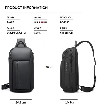 BANGE Marke Design Oxford Trendy Wasserdichte Materialien Männer Brust Tasche mit Große Kapazität Mode Multi-Taschen Schlanke tasche für männer