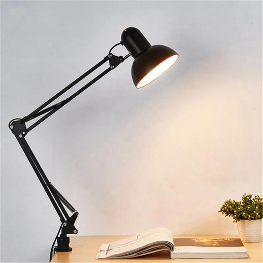 Hause EU UNS Stecker Flexible Schaukel Arm Clamp Mount Lampe Büro Studio E27/E26 Birne Tisch Schwarz Schreibtisch licht AC85-265V Led-lampe Lampen