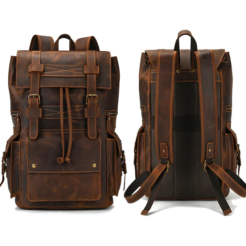 2025 Neuheiten Lederrucksack für Männer Männlich Echtes Leder Laptop Reiserucksack 17-Zoll-Tagesrucksack Sollte Tasche Männer Männlich Groß