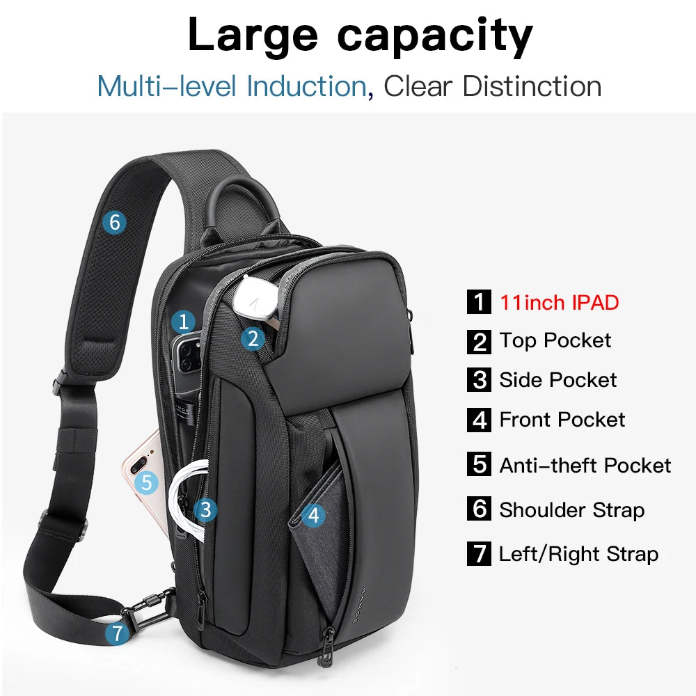 Bange Neue Oxford Mode Wasserdichte Brusttasche Umhängetasche Herrenmodelle Herren Brusttasche Freizeit Schultertasche Große Kapazität