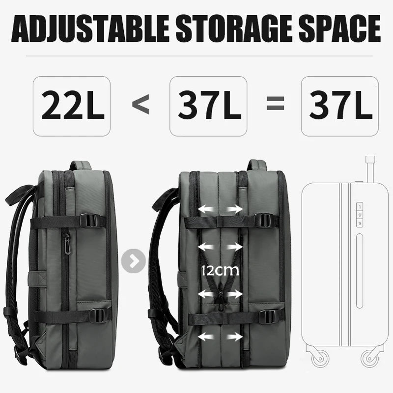 BANGE Ästhetischer Herren-Business-Rucksack, Schule, erweiterbare USB-Tasche, großes Fassungsvermögen, 17,3 Laptop, wasserdicht, modischer Reiserucksack