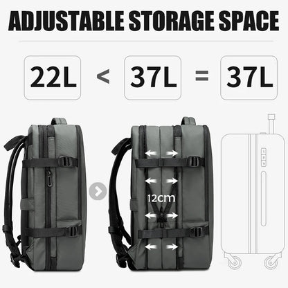 BANGE Ästhetischer Herren-Business-Rucksack, Schule, erweiterbare USB-Tasche, großes Fassungsvermögen, 17,3 Laptop, wasserdicht, modischer Reiserucksack