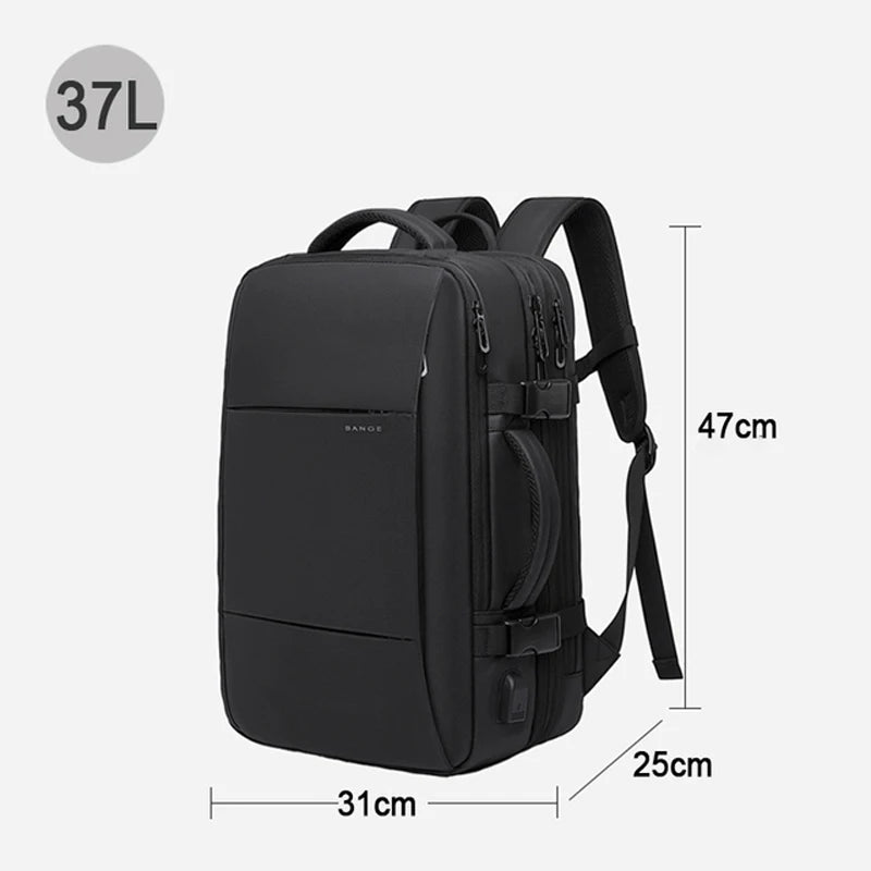 BANGE Ästhetischer Herren-Business-Rucksack, Schule, erweiterbare USB-Tasche, großes Fassungsvermögen, 17,3 Laptop, wasserdicht, modischer Reiserucksack