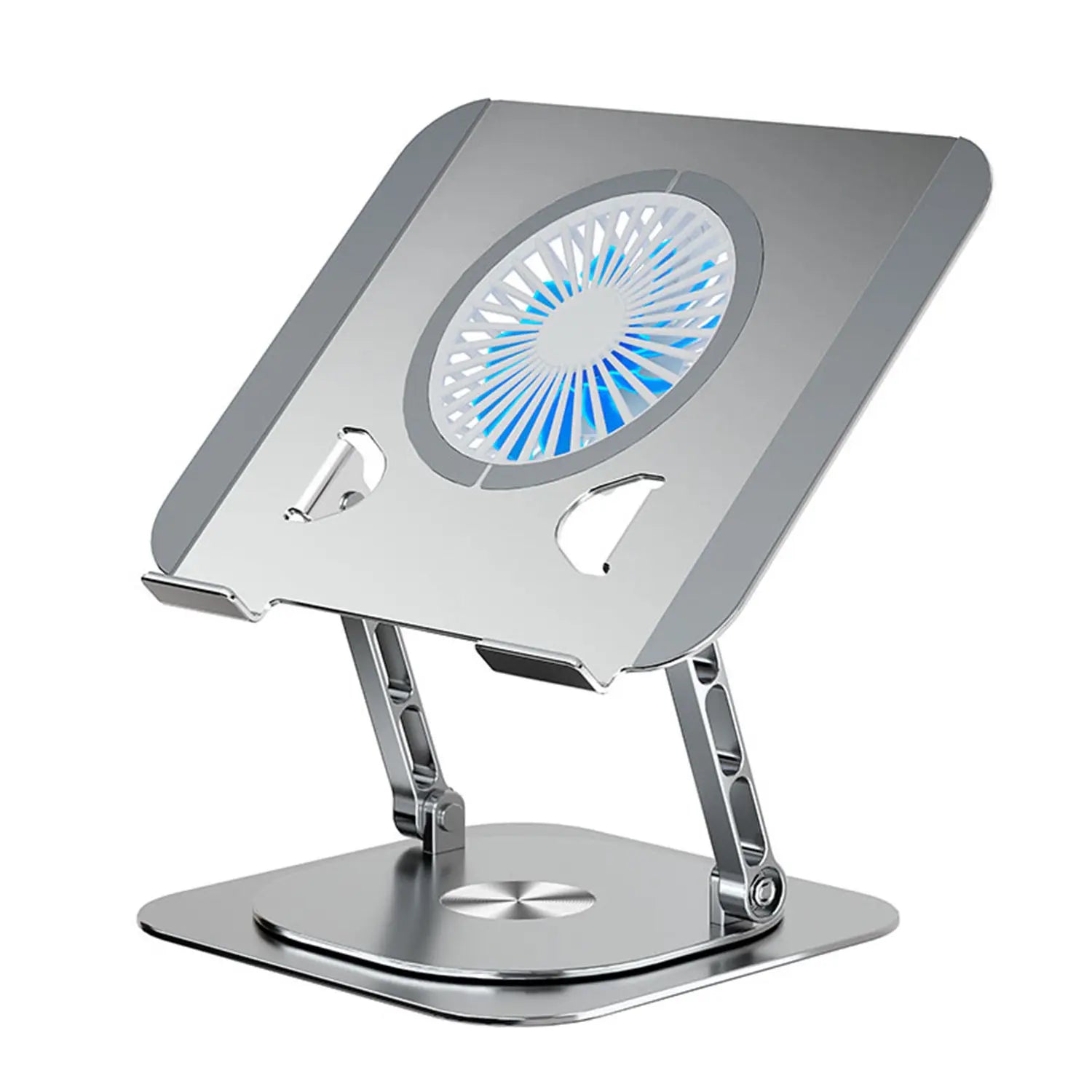 Laptopständer 360° °   Drehbarer Tablet-Kühlständer aus Aluminiumlegierung mit klappbarem Lüfter, Kühlerunterstützung, rutschfest, für 7–17 Zoll