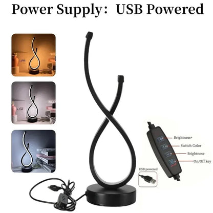 Kreatives Spiral-LED-Nachtlicht mit USB-Stecker, dimmbar, 3-Farben-Tisch-Nachtlampe für Wohnzimmer, Büro, Schreibtisch, Schlafzimmer, Nachttisch-Dekoration