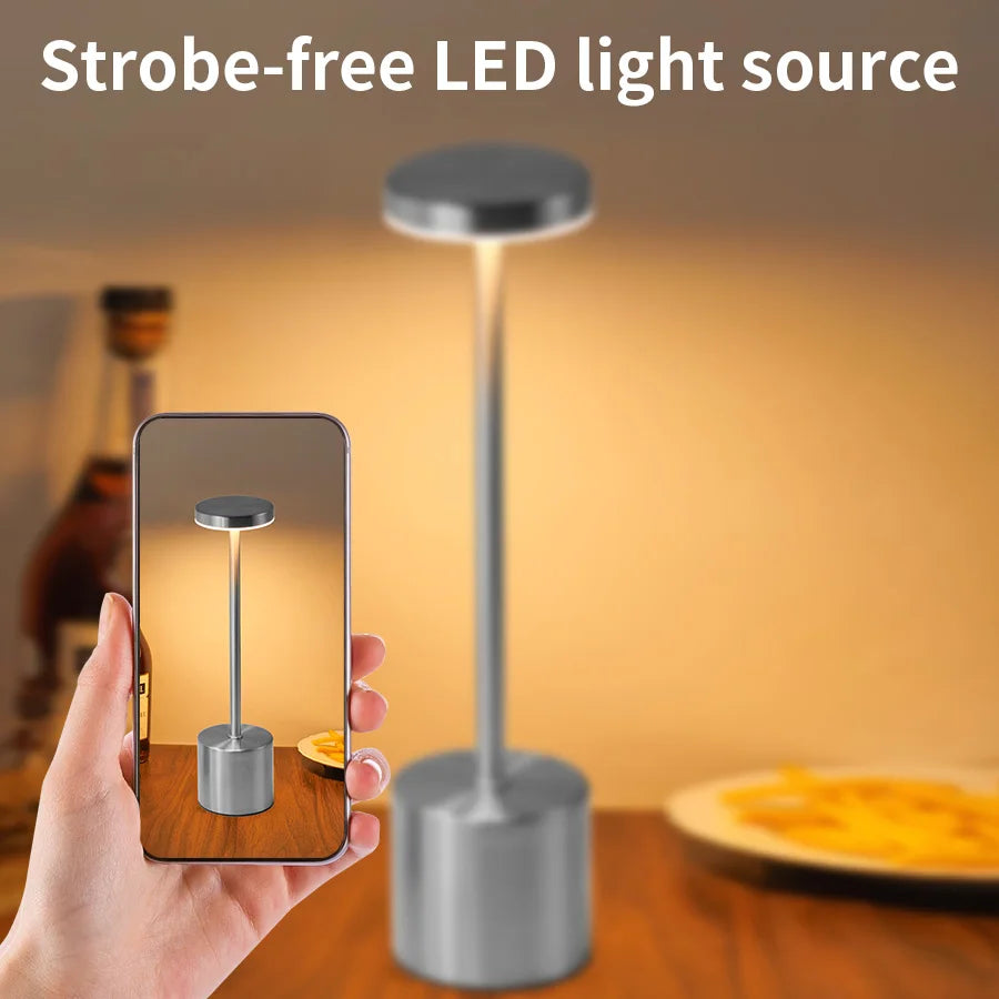 Klassische Tischlampe, USB wiederaufladbar, Nachtlicht, stufenloses Dimmen, Touch-Schreibtischlampe, 3-Farben-Nachttischlampe, Bar, Hotel-Dekoration