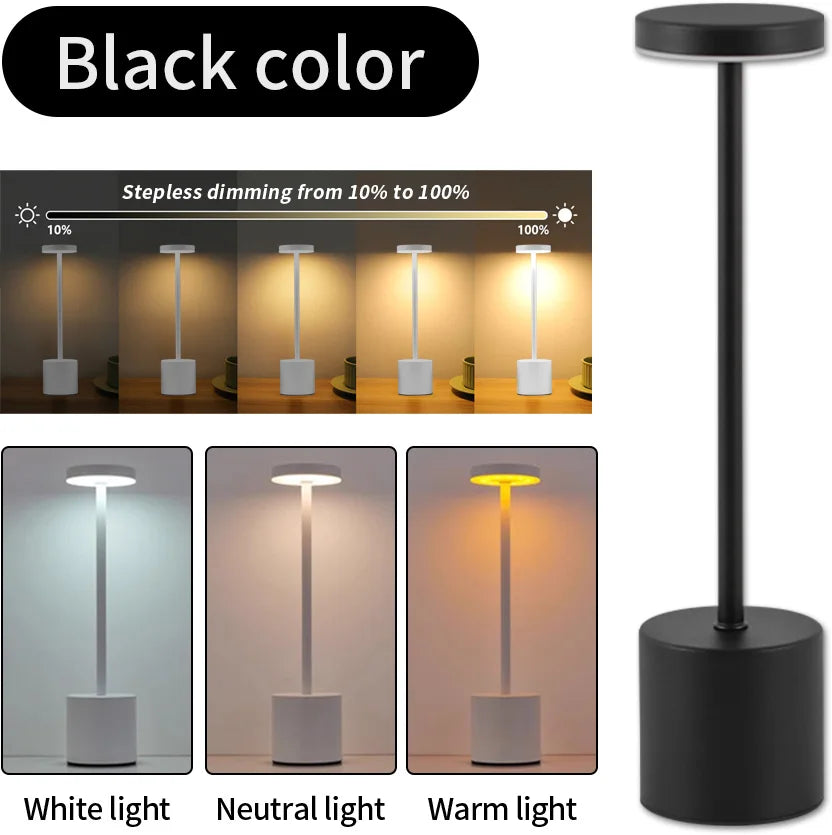 Klassische Tischlampe, USB wiederaufladbar, Nachtlicht, stufenloses Dimmen, Touch-Schreibtischlampe, 3-Farben-Nachttischlampe, Bar, Hotel-Dekoration