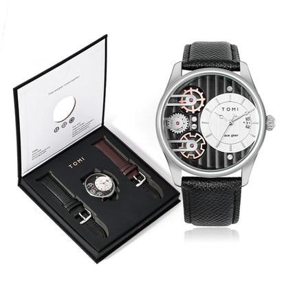 Tomi Herren Geschenk box Kombination Set Uhr Luxus und einfache Business abnehmbare Armband Quarzuhr Herren uhr Festival Geschenk