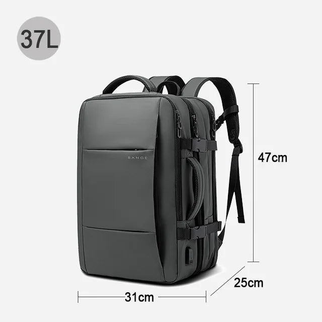 BANGE Ästhetischer Herren-Business-Rucksack, Schule, erweiterbare USB-Tasche, großes Fassungsvermögen, 17,3 Laptop, wasserdicht, modischer Reiserucksack