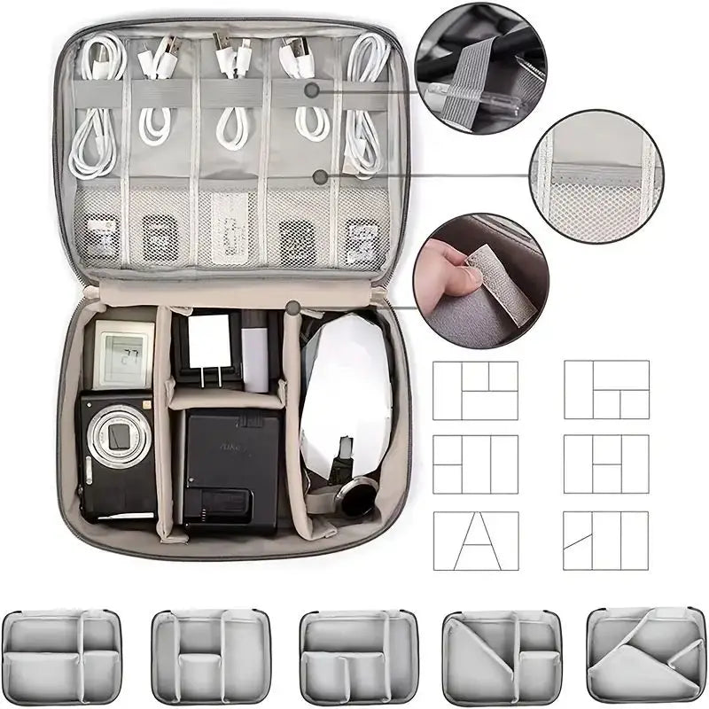 Kabel-Aufbewahrungstasche, multifunktional, wasserdicht, digital, elektronischer Organizer, tragbare Reise-Aufbewahrungsbox für Kabel, Datenleitung, Ladegerät