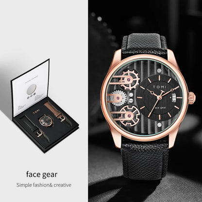 Tomi Herren Geschenk box Kombination Set Uhr Luxus und einfache Business abnehmbare Armband Quarzuhr Herren uhr Festival Geschenk