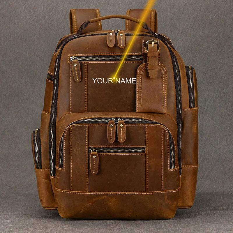 Newsbirds Herren-Rucksack aus Leder, Retro-Luxus-Modestil, Rucksack, Reisetasche, Rucksack, Schultasche für Herren, Leder-Tagesrucksack für Herren