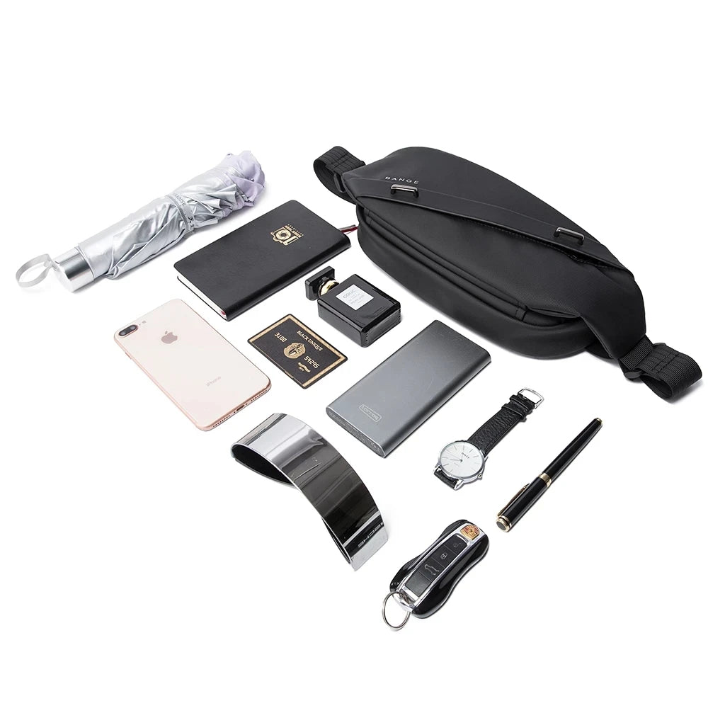 BANGE Große Kapazität Wasserdichte Multifunktions Umhängetasche Männer Schulter Tasche Männlichen Sling Brust Taschen Für Taille Gürtel Passenden