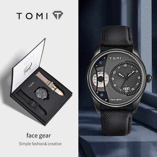 TOMI Set Geschenkbox für Herren, minimalistische Business-Quarzuhr, luxuriöse, vielseitige, abnehmbare Uhr mit Doppelarmband, Festival-Geschenk