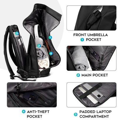 Bange Herren-Mode-Rucksack, 15,6 Zoll, multifunktionaler wasserdichter Rucksack, tägliche Reisetasche, lässiger Schulrucksack mit Schnalle