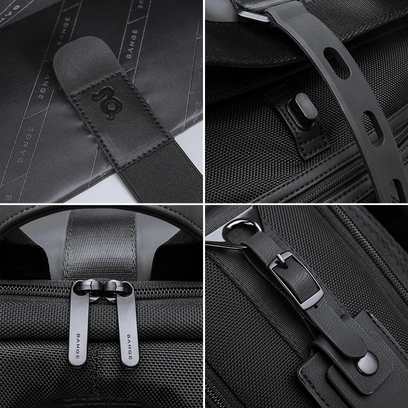 Bange Casual Männer Anti-Diebstahl-Rucksack 15,6 Zoll multifunktionale wasserdichte Rucksäcke tägliche Reisetasche Schulrucksack mit Gürtel