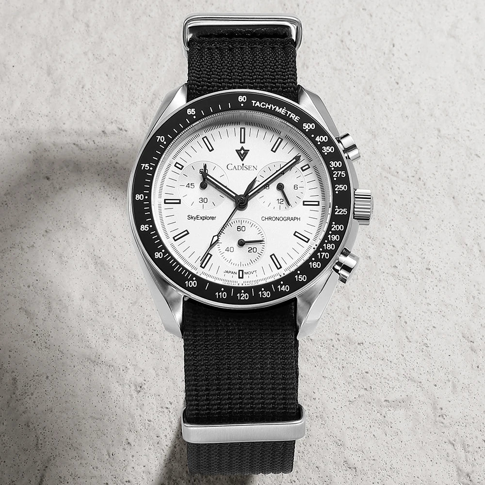 CADISEN Neue Herrenuhren Luxus Quarz Armbanduhr Für Männer Saphir AR Beschichtet Kristall Leinwand VK68 Geschwindigkeit Chronograph Automatik