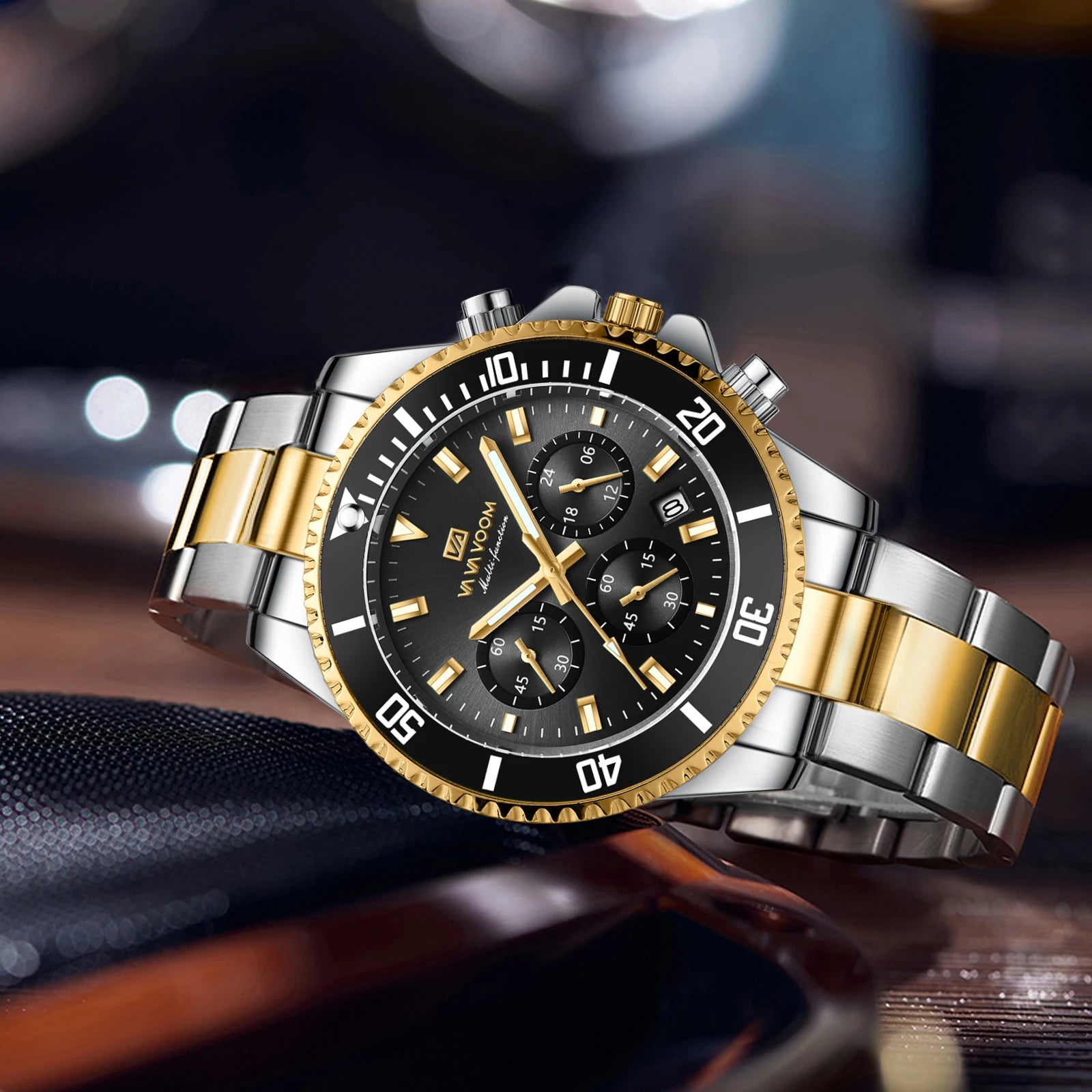 Multifunktionale Herren-Quarzuhr, luxuriös, Wasser, Nachtlicht, Business-Stil, Taucher-Serie, Edelstahl, Freizeit, modische Armbanduhr
