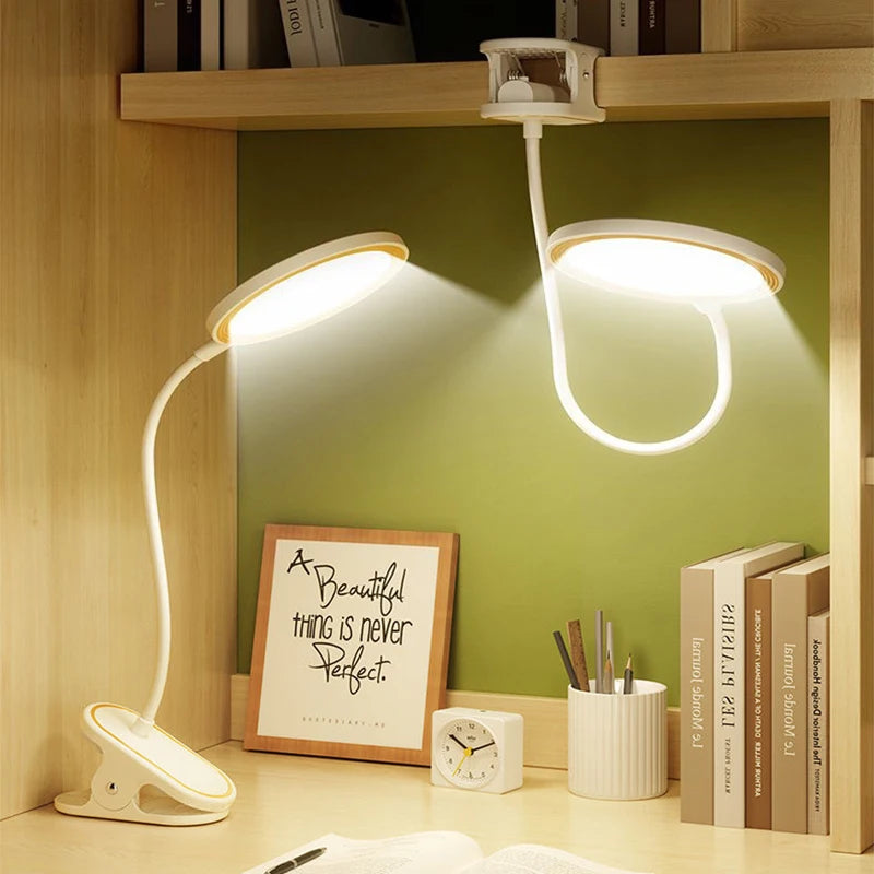 Tischlampe, USB wiederaufladbar, Schreibtischlampe mit Clip, Bett, Lesebuch, Nachtlicht, LED, Touch, 3 Modi, dimmbares Augenschutzlicht