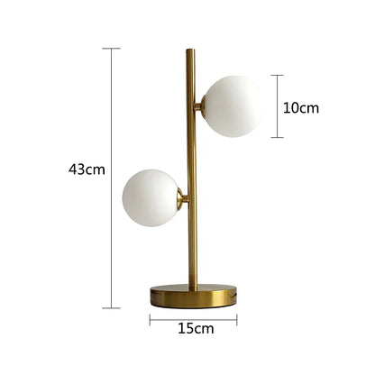 Einfache weiße Glaskugel Tischlampen Nordic kreative Schlafzimmer Nachttischlampe Eisen Gold LED Beleuchtungskörper