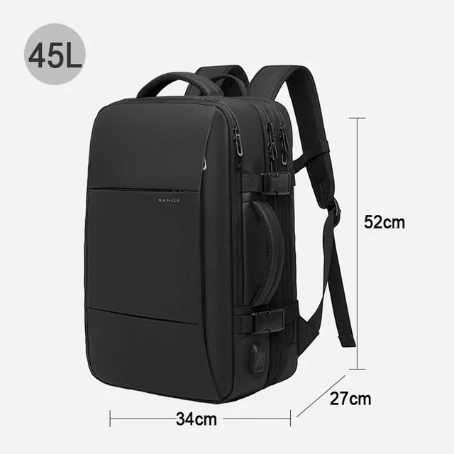 BANGE Ästhetischer Herren-Business-Rucksack, Schule, erweiterbare USB-Tasche, großes Fassungsvermögen, 17,3 Laptop, wasserdicht, modischer Reiserucksack