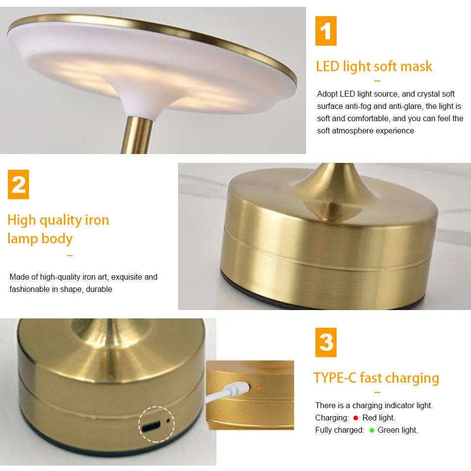 LED Tischlampe Touch Sensor Nachtlicht USB Aufladbare Tragbare Schlafzimmer Nachtlicht Drahtlose Leselampe Restaurant Hotel Bar