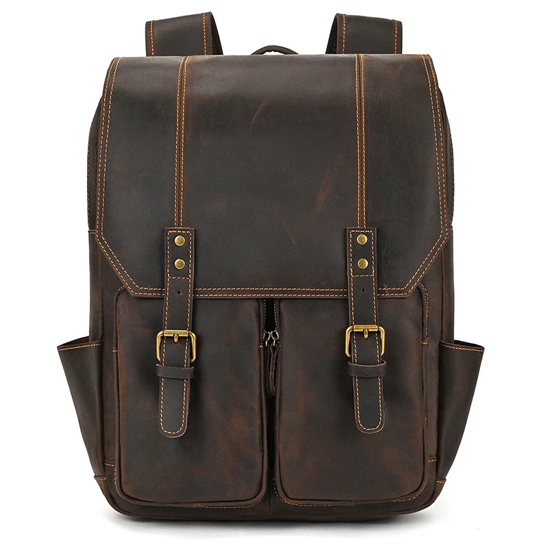 Newsbirds Herren-Rucksack aus Leder, Retro-Luxus-Modestil, Rucksack, Reisetasche, Rucksack, Schultasche für Herren, Leder-Tagesrucksack für Herren