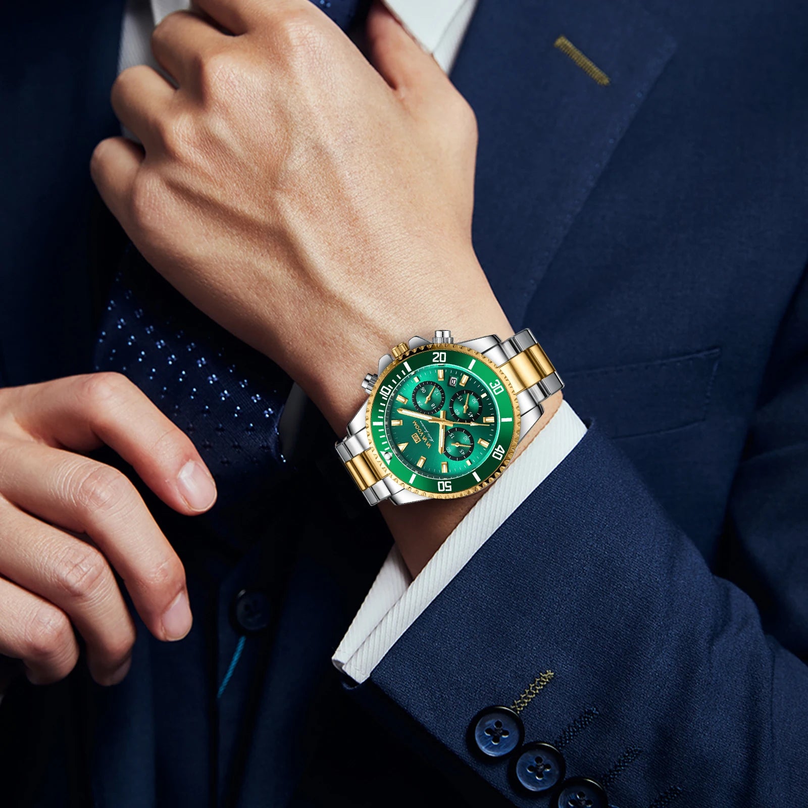 Multifunktionale Herren-Quarzuhr, luxuriös, Wasser, Nachtlicht, Business-Stil, Taucher-Serie, Edelstahl, Freizeit, modische Armbanduhr