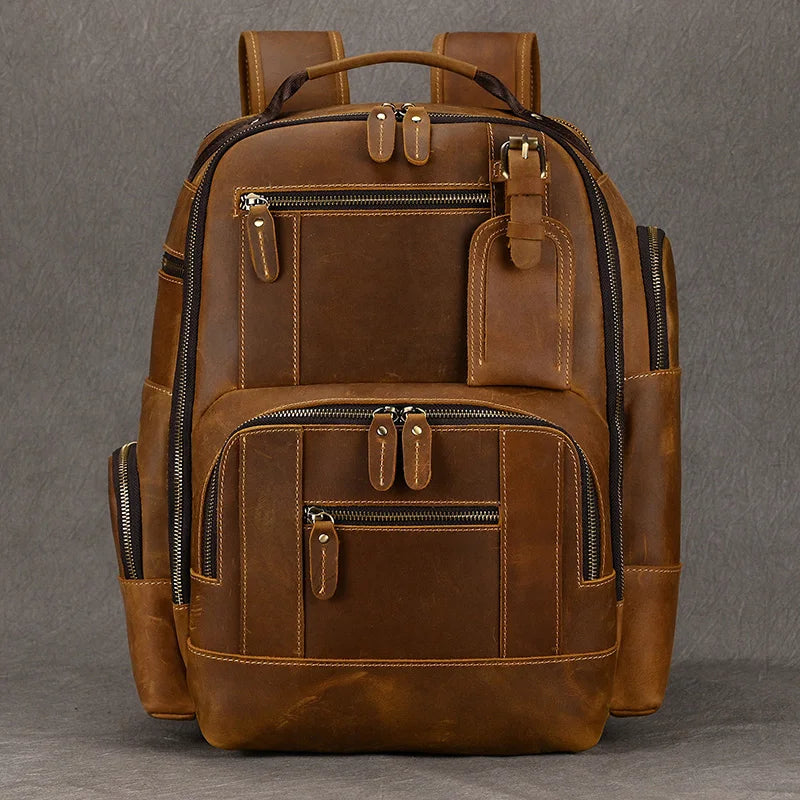 Newsbirds Herren-Rucksack aus Leder, Retro-Luxus-Modestil, Rucksack, Reisetasche, Rucksack, Schultasche für Herren, Leder-Tagesrucksack für Herren