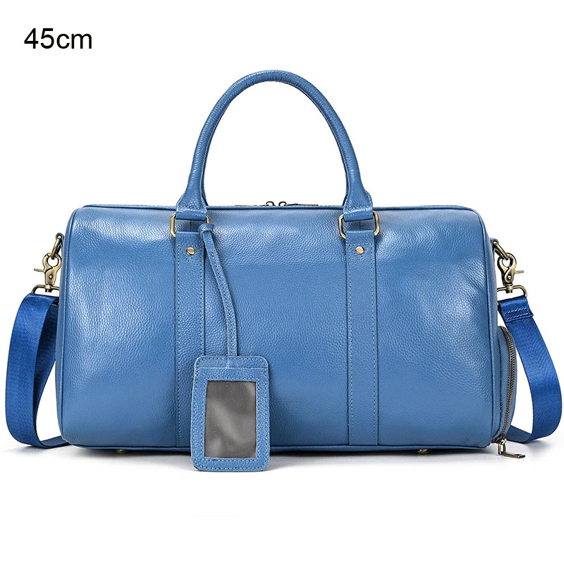 Luxus Echtes Leder Männer Frauen Reisetasche Kuh Leder Handgepäck Tasche Reise Schulter Tasche Männlich Weiblich Wochenende Duffle Tasche