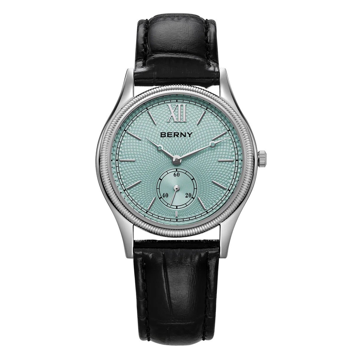 BERNY Herrenuhren, luxuriös, klassisch, stilvoll, Kleid, Quarzuhr, ultradünnes Edelstahlgehäuse, elegante Lederarmband-Armbanduhr
