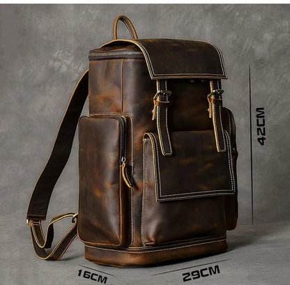 Vintage Crazy Horse Echtes Leder Rucksack Männer Leder Bagpack Klettern Rucksack männlichen Große Wandern Rucksack M814
