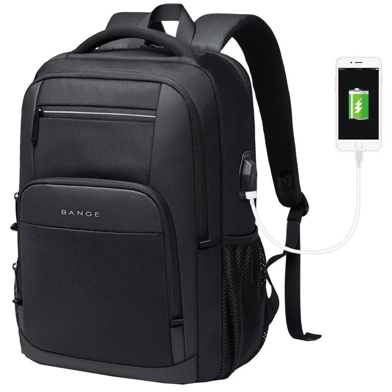 BANGE Wasserdichter Reiserucksack mit USB-Ladeanschluss, passend für 15,6-Zoll-Laptop-Rucksäcke für Männer und Frauen, Teenager-Schultaschen