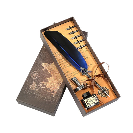 Retro Kalligraphie Feder Dip Stift Schreiben Tinte Set Schreibwaren Quill Brunnen Stift Geburtstag Lehrer Geschenk Schreiben Werkzeuge