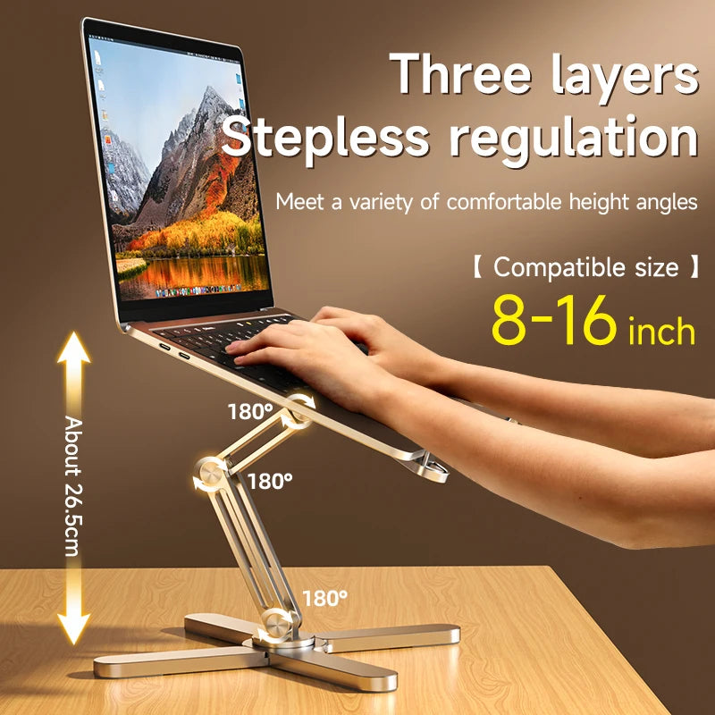 Faltbarer Laptopständer 360° ° Rotation Notebook Tisch Aluminium Legierung Halter Tragbare Buch Tablet Halterung mit Wärmeableitung