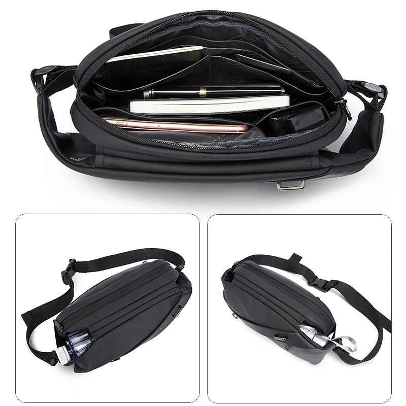 BANGE Große Kapazität Wasserdichte Multifunktions Umhängetasche Männer Schulter Tasche Männlichen Sling Brust Taschen Für Taille Gürtel Passenden