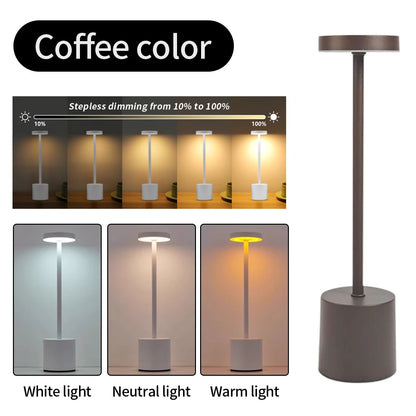 Klassische Tischlampe, USB wiederaufladbar, Nachtlicht, stufenloses Dimmen, Touch-Schreibtischlampe, 3-Farben-Nachttischlampe, Bar, Hotel-Dekoration