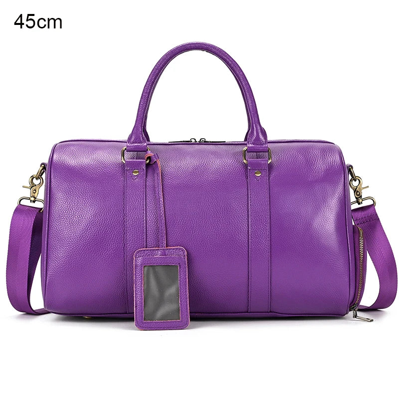 Luxus Echtes Leder Männer Frauen Reisetasche Kuh Leder Handgepäck Tasche Reise Schulter Tasche Männlich Weiblich Wochenende Duffle Tasche