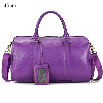 Luxus Echtes Leder Männer Frauen Reisetasche Kuh Leder Handgepäck Tasche Reise Schulter Tasche Männlich Weiblich Wochenende Duffle Tasche