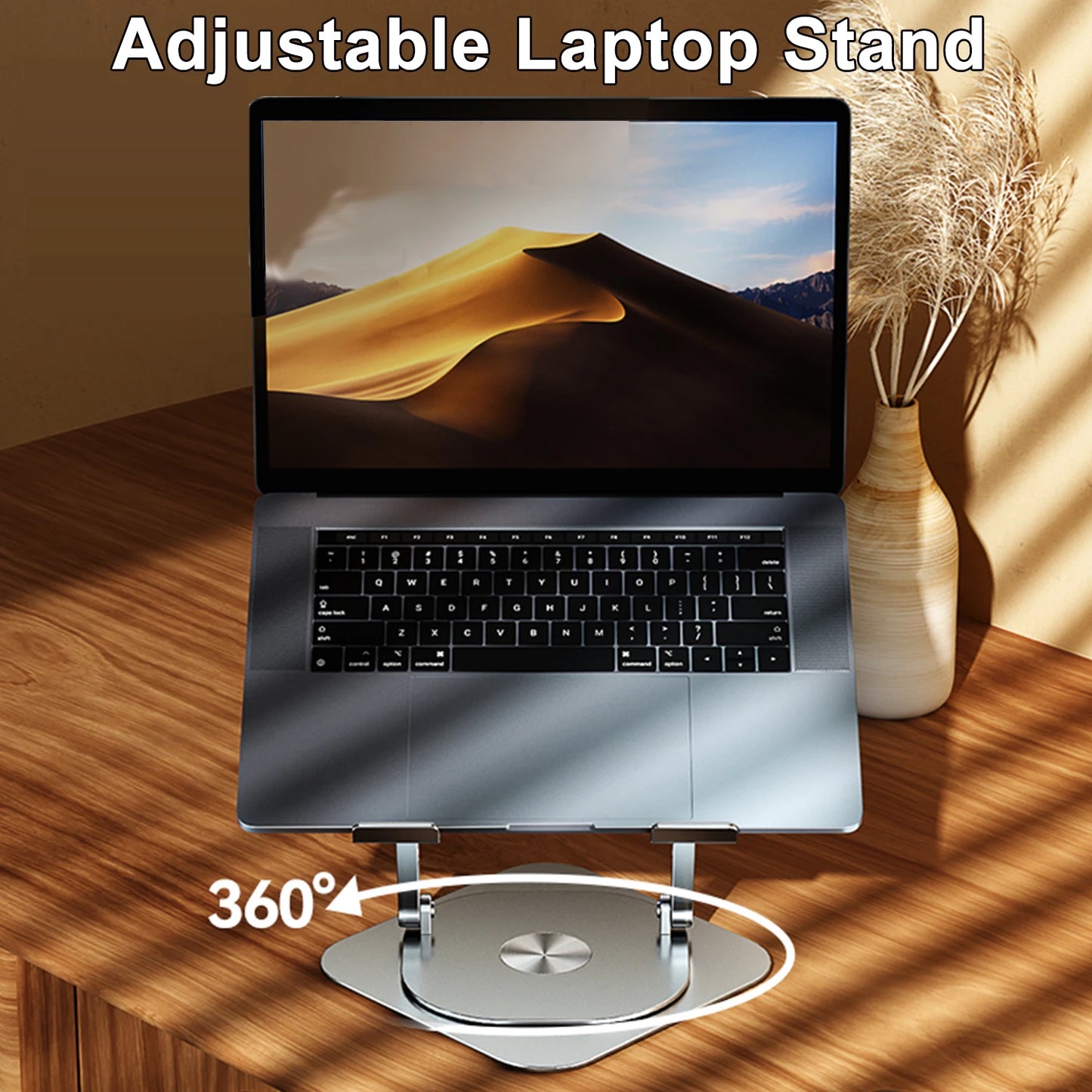 Laptopständer 360° °   Drehbarer Tablet-Kühlständer aus Aluminiumlegierung mit klappbarem Lüfter, Kühlerunterstützung, rutschfest, für 7–17 Zoll