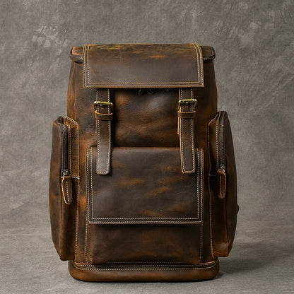 Vintage Crazy Horse Echtes Leder Rucksack Männer Leder Bagpack Klettern Rucksack männlichen Große Wandern Rucksack M814