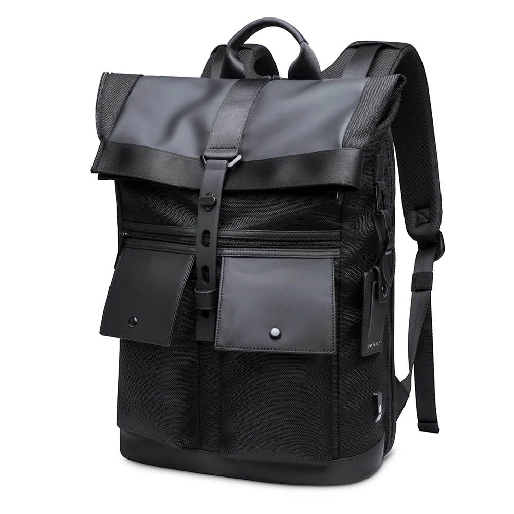 Bange Casual Männer Anti-Diebstahl-Rucksack 15,6 Zoll multifunktionale wasserdichte Rucksäcke tägliche Reisetasche Schulrucksack mit Gürtel