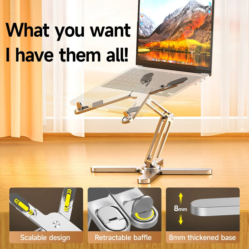 Faltbarer Laptopständer 360° ° Rotation Notebook Tisch Aluminium Legierung Halter Tragbare Buch Tablet Halterung mit Wärmeableitung
