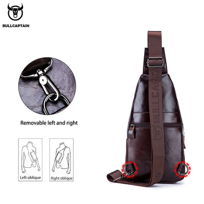 BULLCAPTAIN Tasche Echtes Leder Brusttasche Herrenmode Stil Casual Straddle Bag Business Große Kapazität Leder Herrengepäck